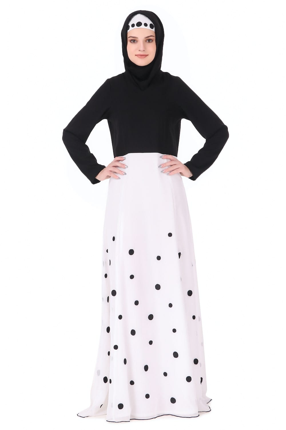 Retro Inspired Polka Dot Embroidery Abaya