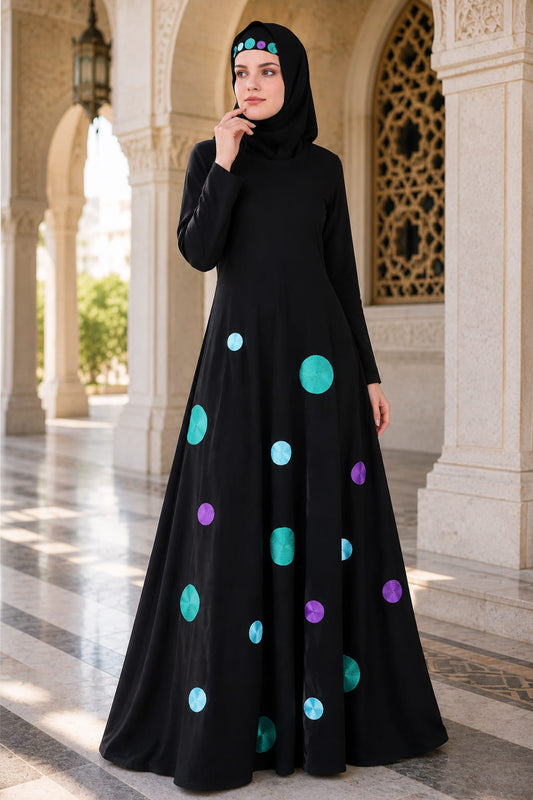 Polka Dot Embroidery Nida Abaya