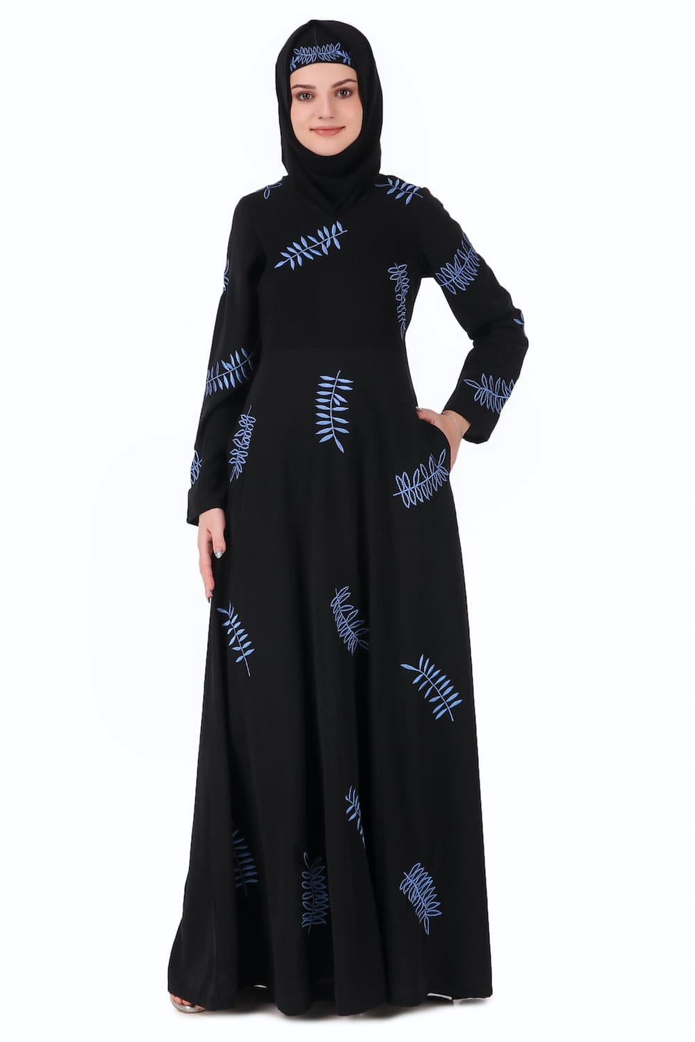 Leaf Embroidery Anarkali Style Abaya