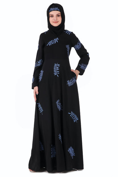 Leaf Embroidery Anarkali Style Abaya