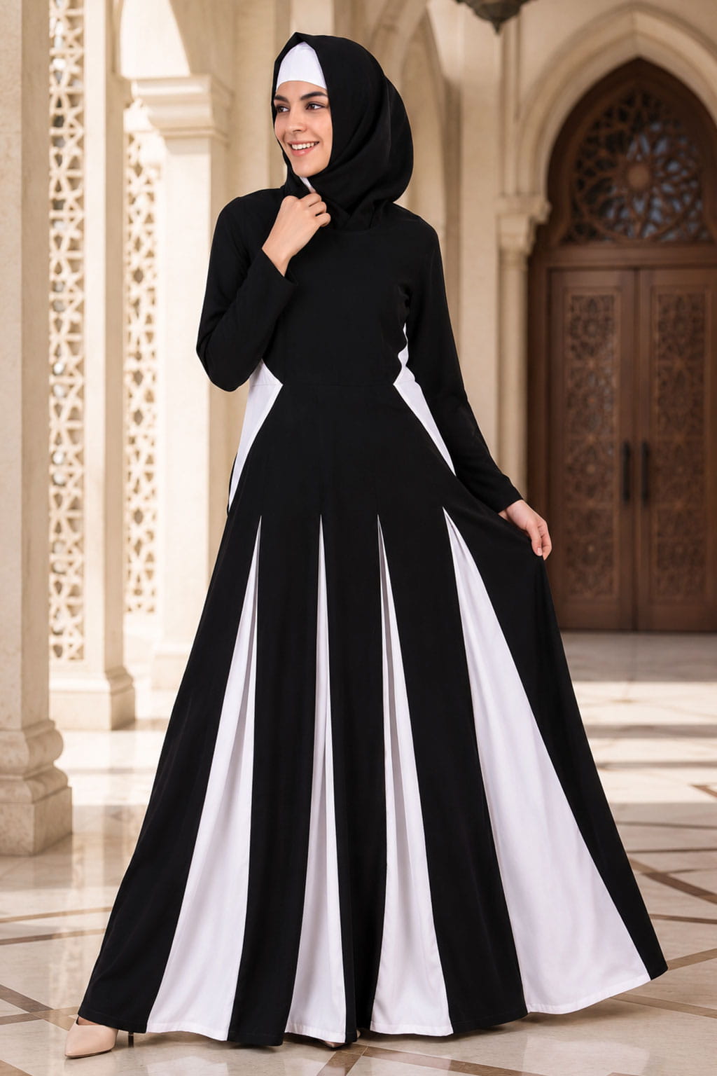 Colorblock Inset Anarkali Abaya