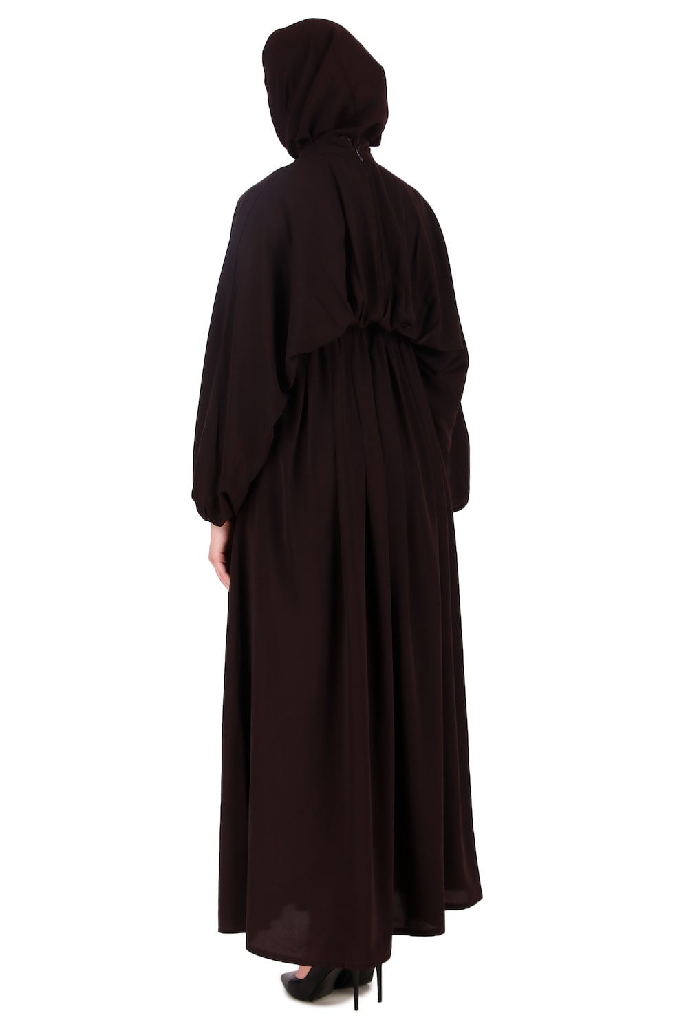 Ruched Box Pleated Brown Abaya