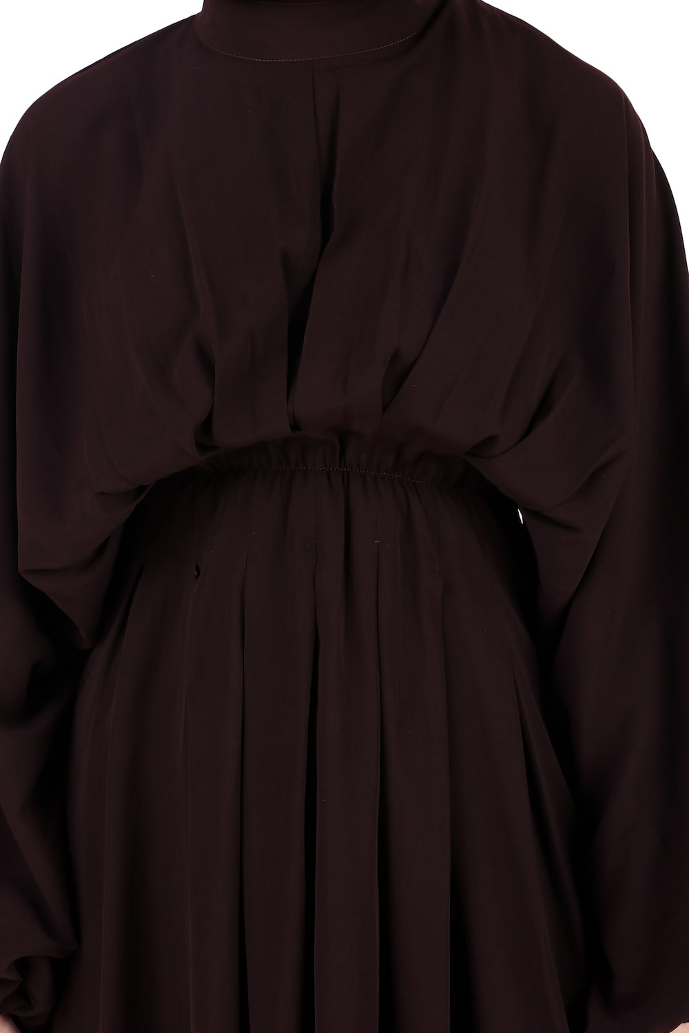 Ruched Box Pleated Brown Abaya