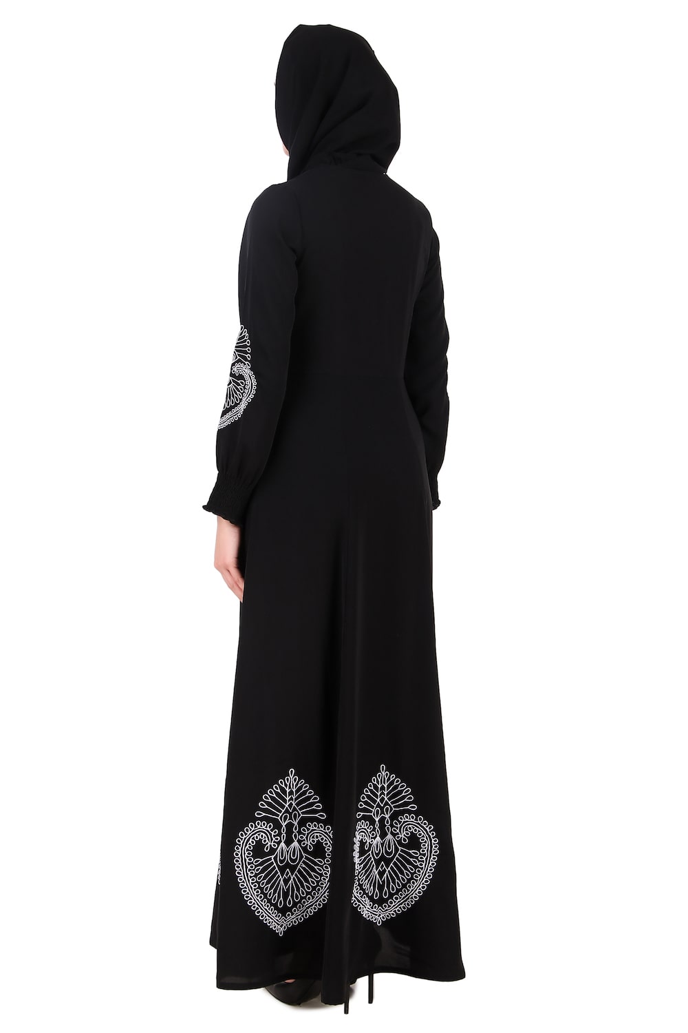 Paisley Embroidery Nida Black Abaya