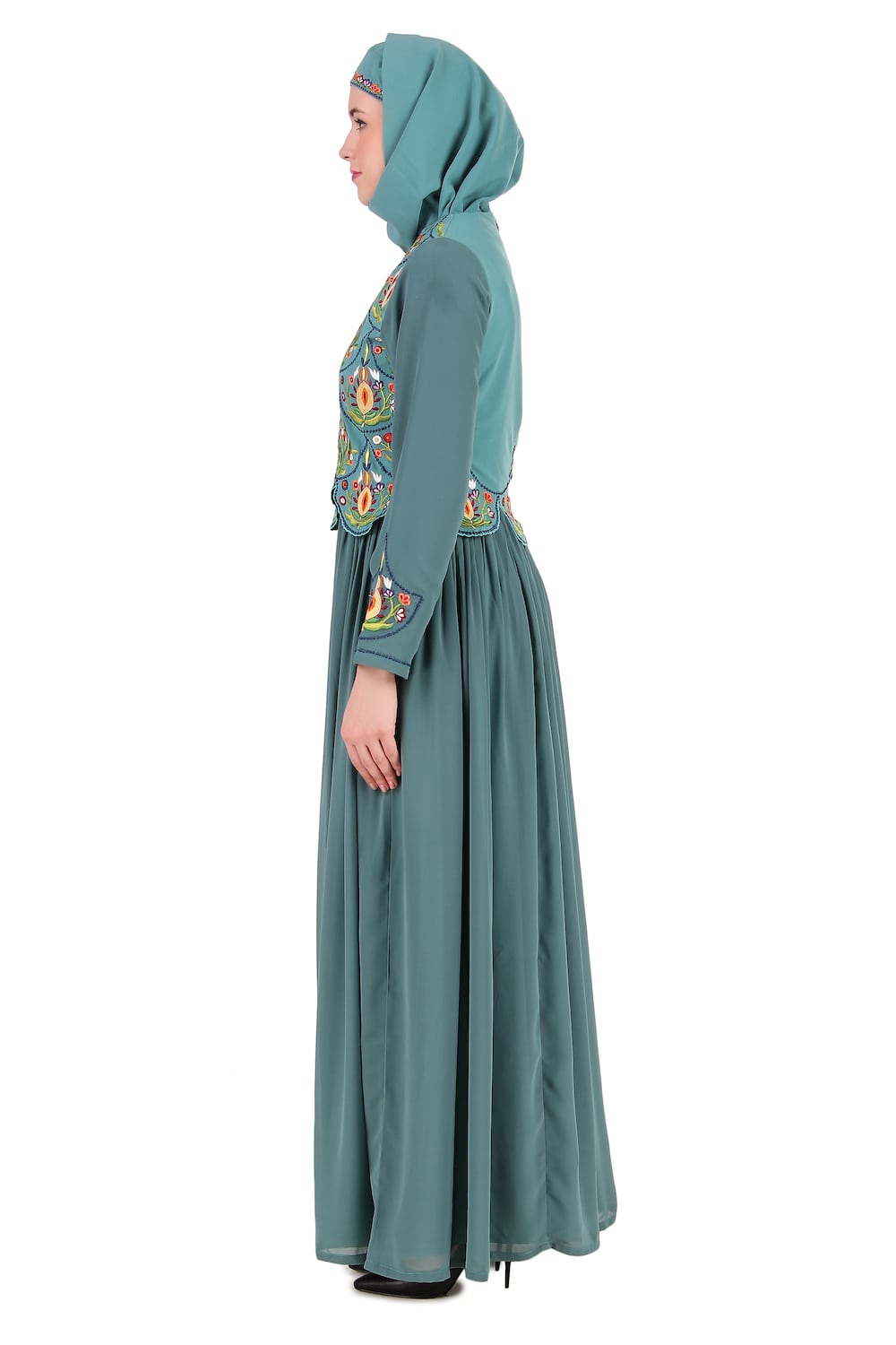 Designer Hand Embroidered Attached Jacket Abaya