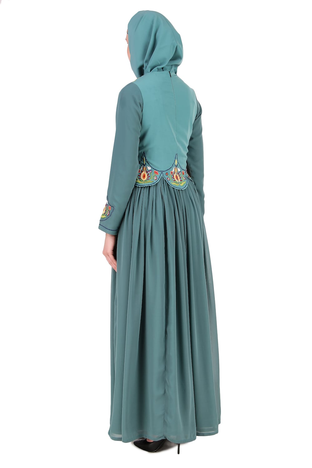 Designer Hand Embroidered Attached Jacket Abaya