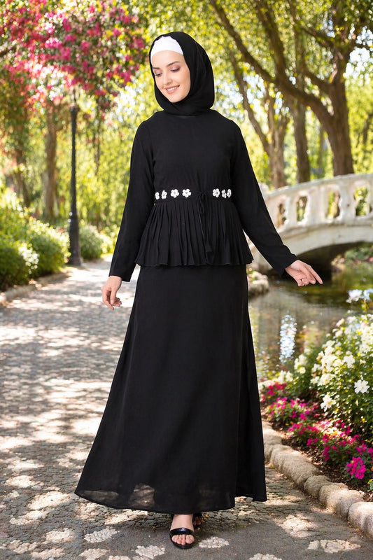 Frilled Georgette Waist A-Line Nida Abaya