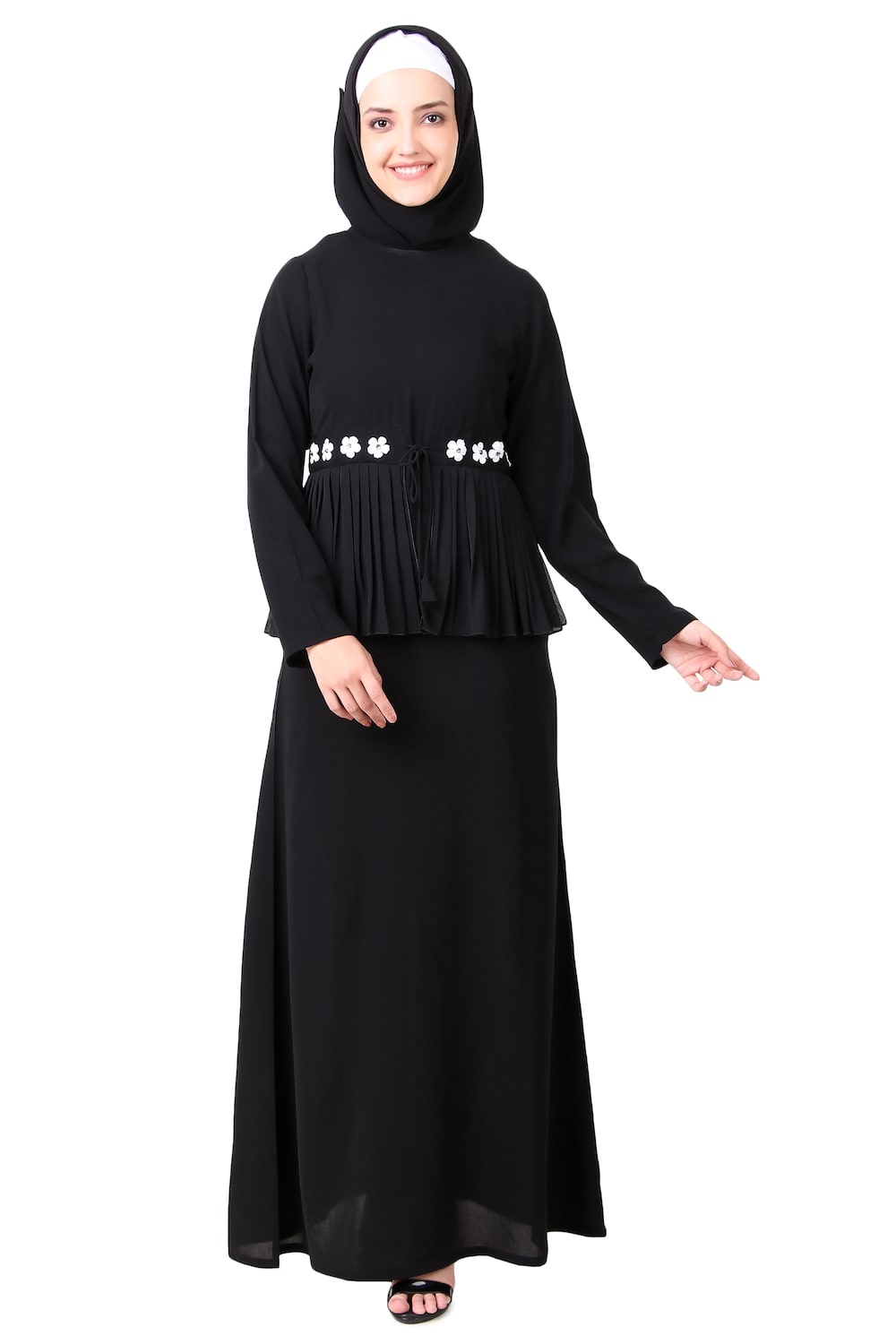 Frilled Georgette Waist A-Line Nida Abaya