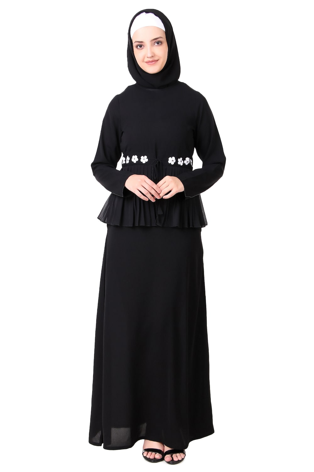 Frilled Georgette Waist A-Line Nida Abaya