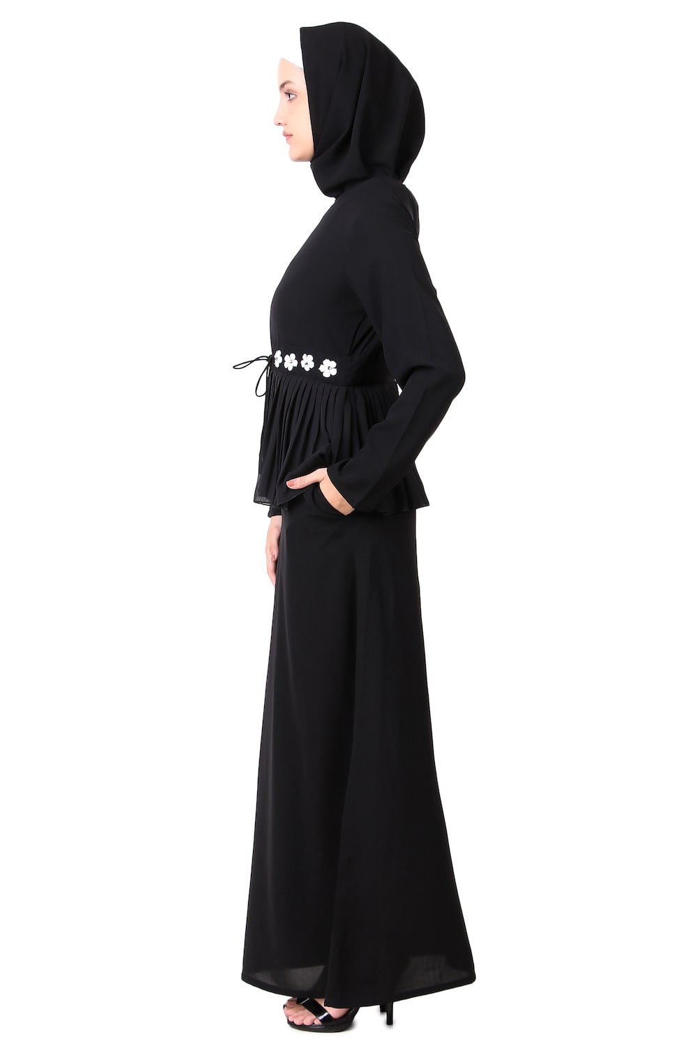 Frilled Georgette Waist A-Line Nida Abaya