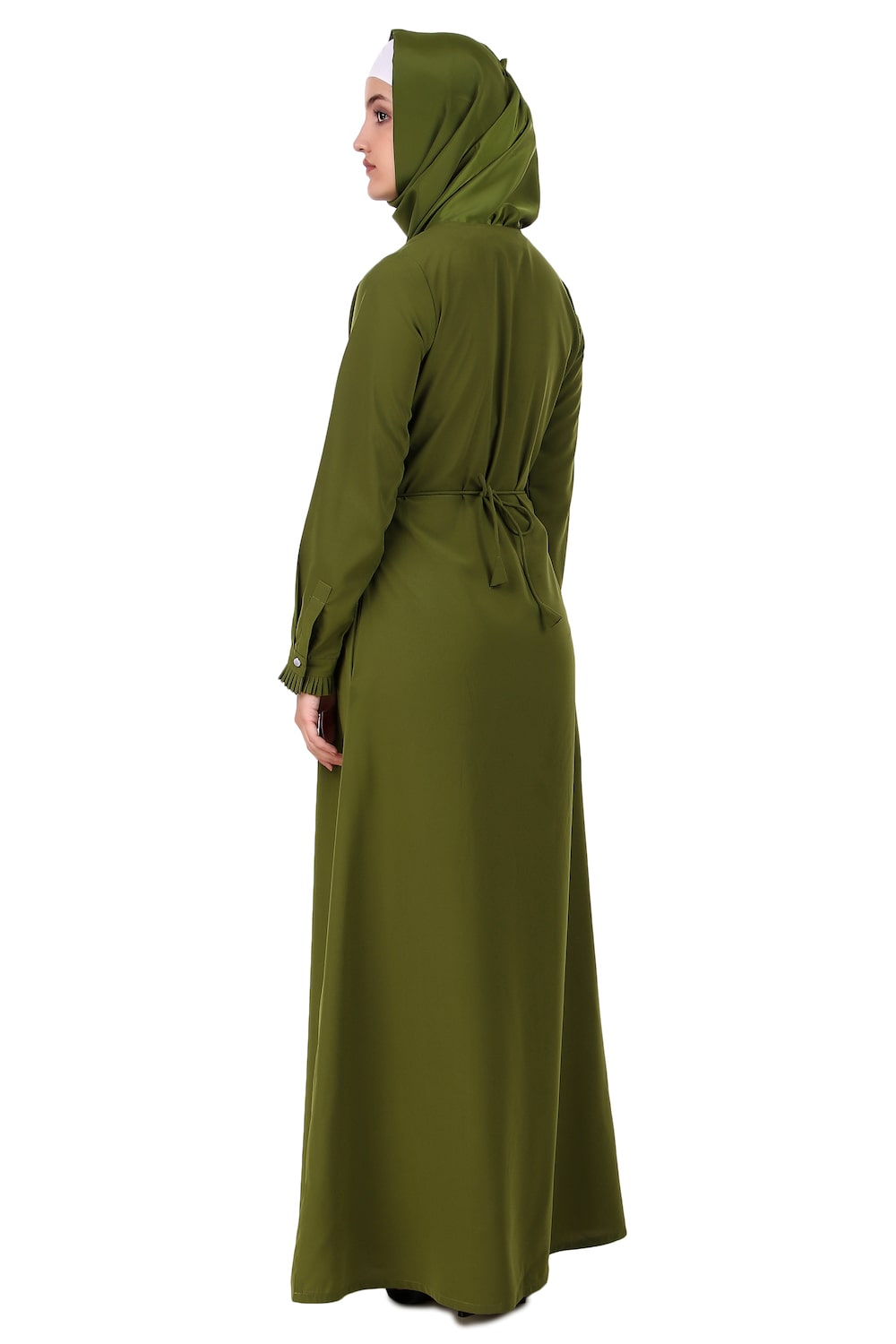 Fancy Henna Color Box Pleated Flared Abaya