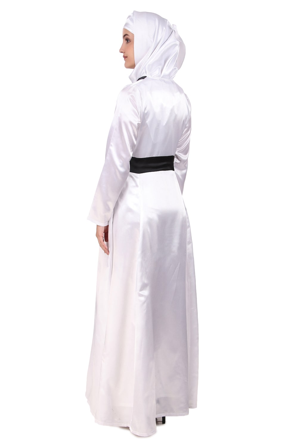 Fancy White Satin Abaya