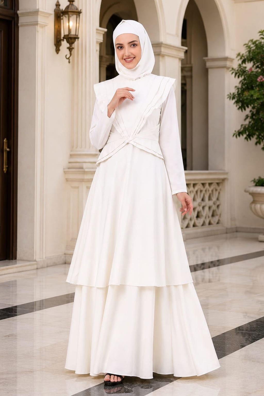 Designer Royal Look White Abaya