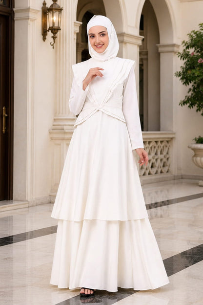 Designer Royal Look White Abaya