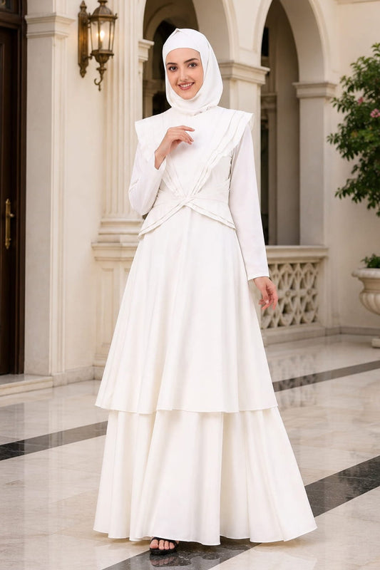 Designer Royal Look White Abaya