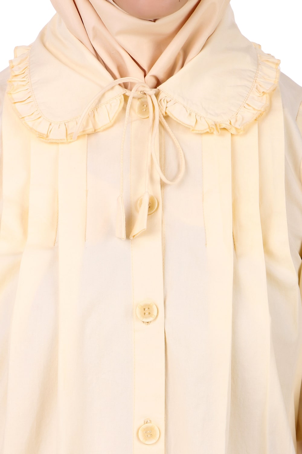 Front Open Cotton Cream Color Abaya