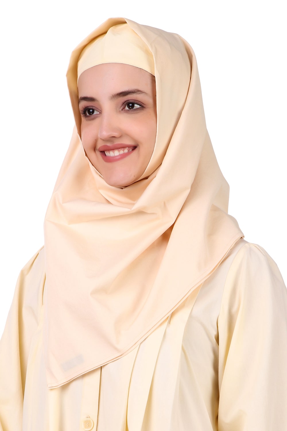 Front Open Cotton Cream Color Abaya
