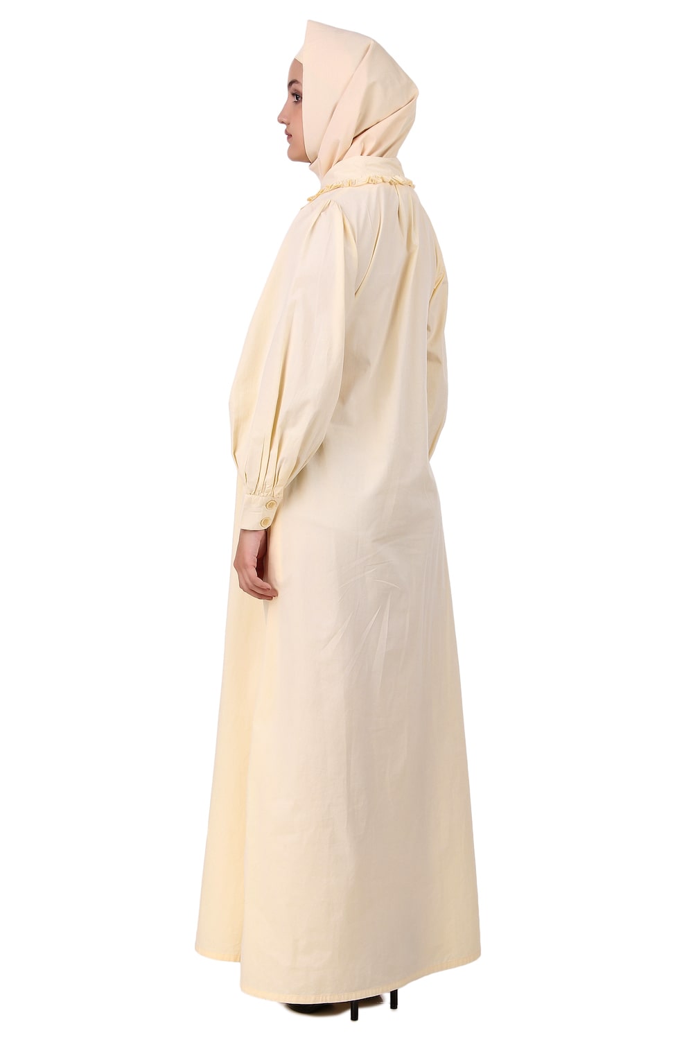 Front Open Cotton Cream Color Abaya