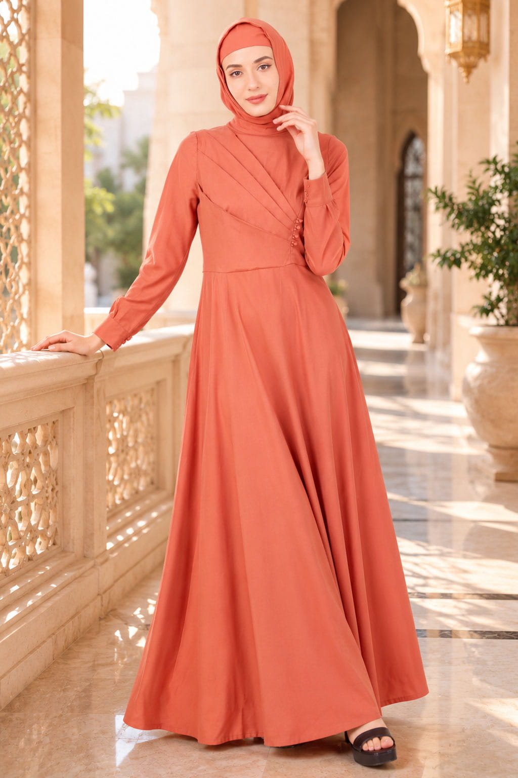 Angrakha Inspired Madarin Collar Rayon Abaya