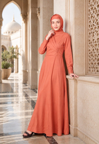 Angrakha Inspired Madarin Collar Rayon Abaya