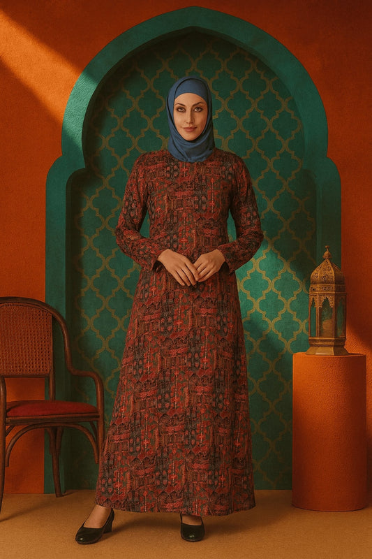 Printed Georgette Dual Layer Abaya AYG-005