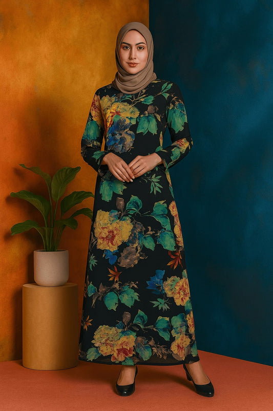 Printed Georgette Dual Layer Abaya AYG-008