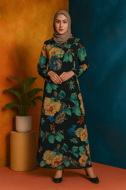 Printed Georgette Dual Layer Abaya AYG-008