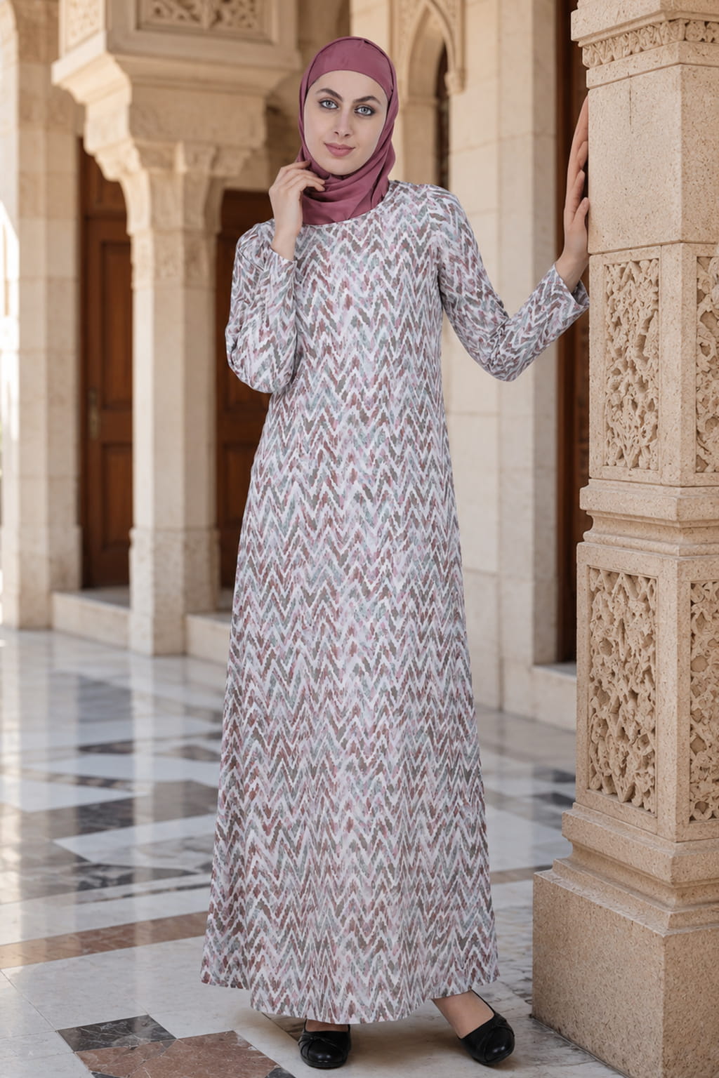 Printed Georgette Dual Layer Abaya AYG-013