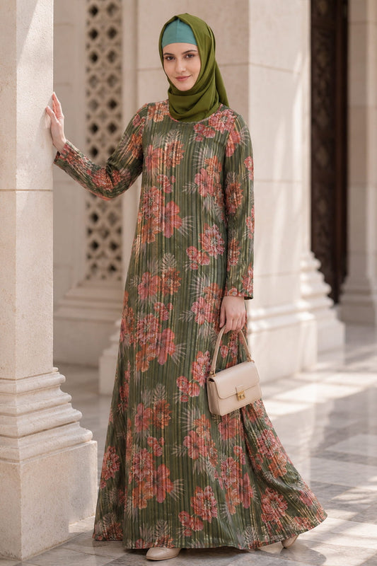 Printed Lurex Georgette Dual Layer Abaya AYG-023