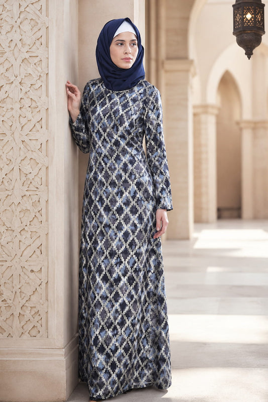 Printed Lurex Georgette Dual Layer Abaya AYG-041