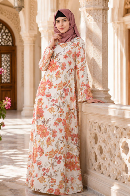 Printed Chiffon Dual Layer Abaya AYG-042