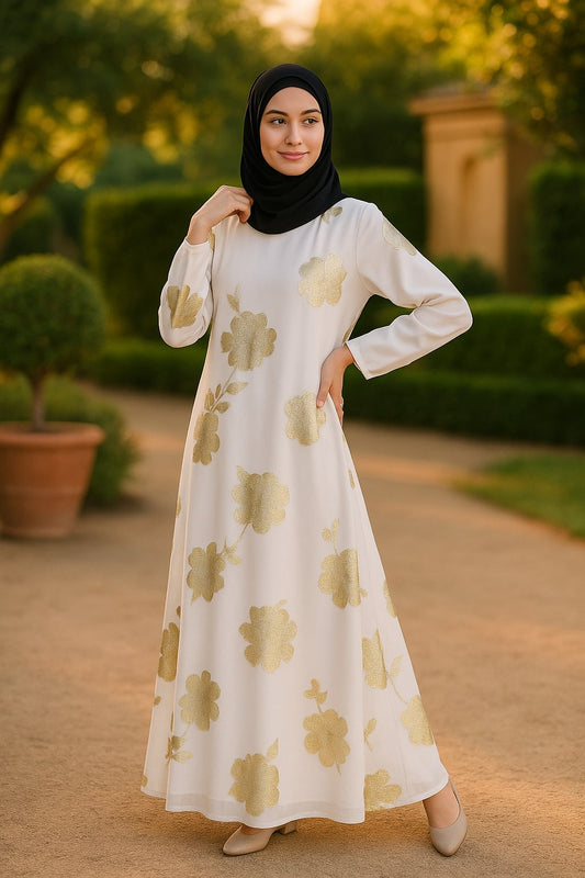 Printed Lurex Georgette Dual Layer Abaya AYG-045