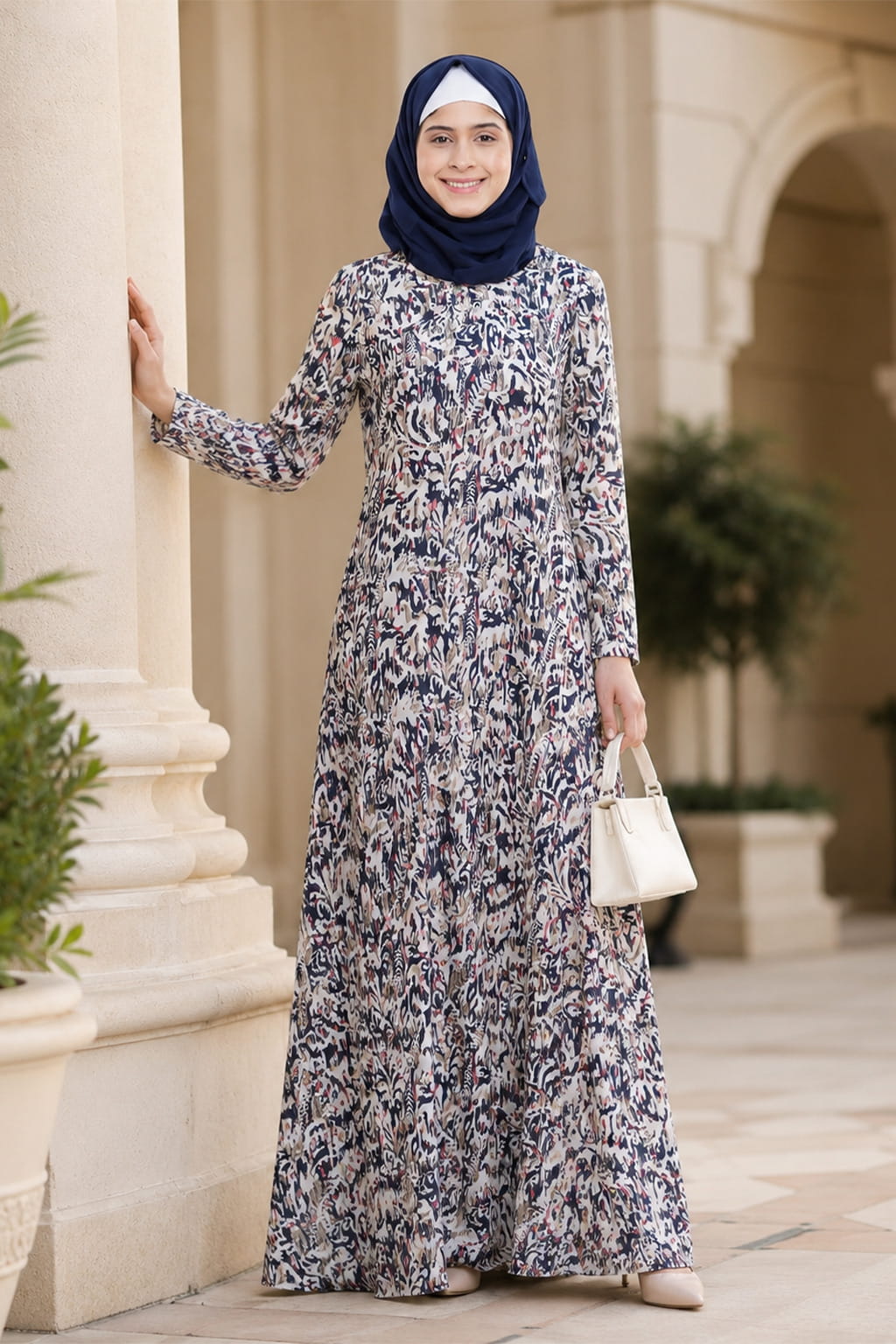 Printed Georgette Dual Layer Abaya AYG-046