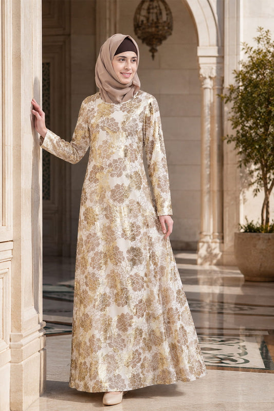 Printed Lurex Georgette Dual Layer Abaya AYG-047
