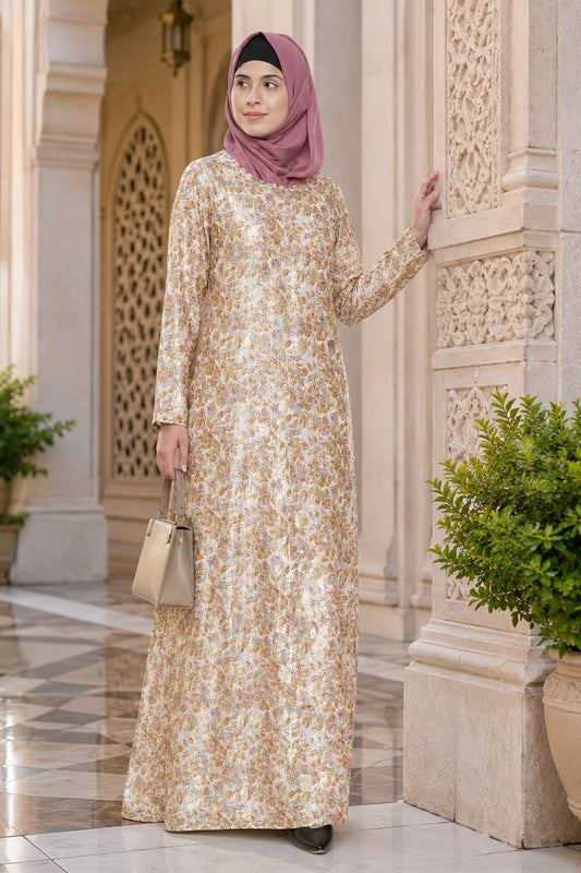 Printed Lurex Georgette Dual Layer Abaya AYG-053