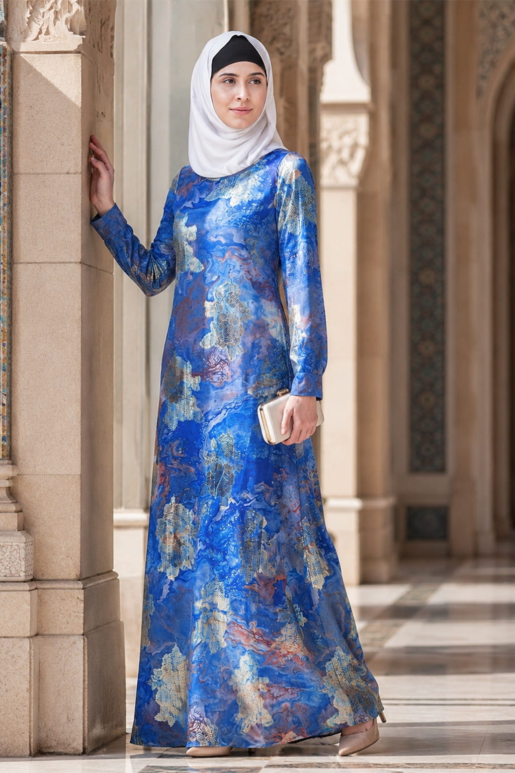 Printed Lurex Georgette Dual Layer Abaya AYG-056