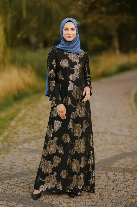 Printed Lurex Georgette Dual Layer Abaya AYG-061