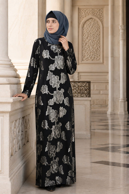 Printed Lurex Georgette Dual Layer Abaya AYG-061