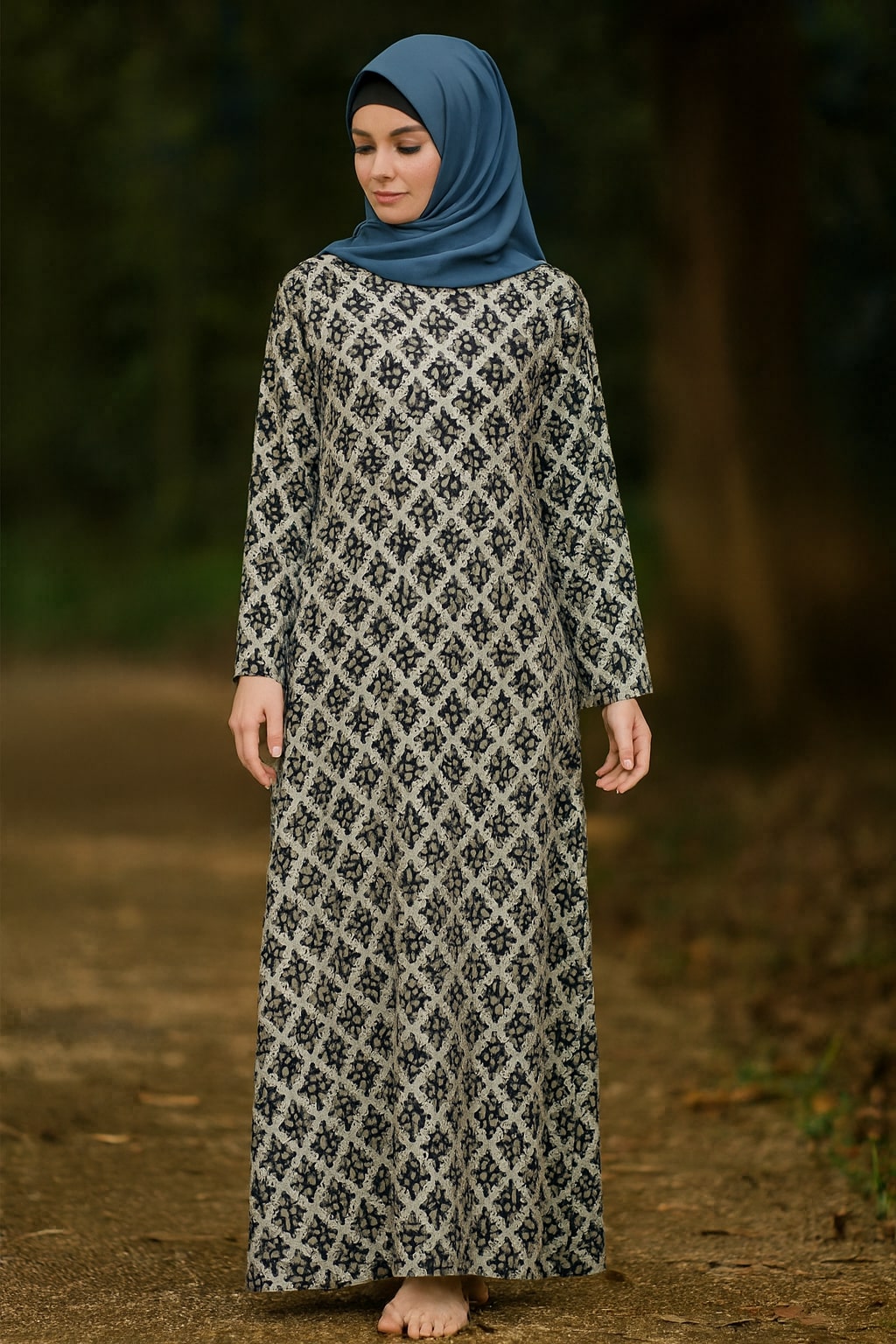 Printed Lurex Georgette Dual Layer Abaya AYG-063