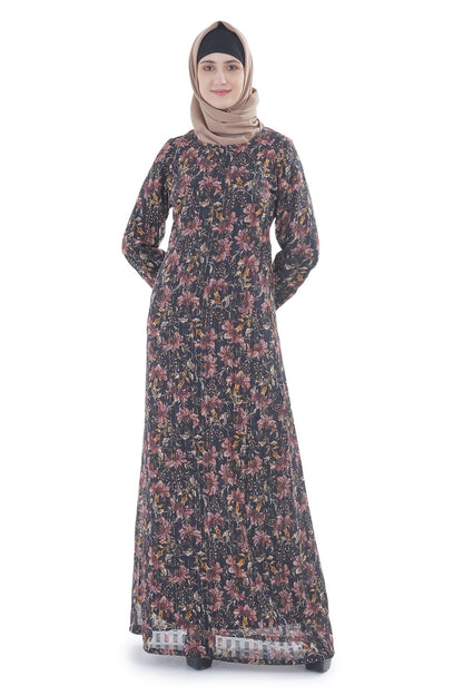 Printed Lurex Georgette Dual Layer Abaya AYG-075