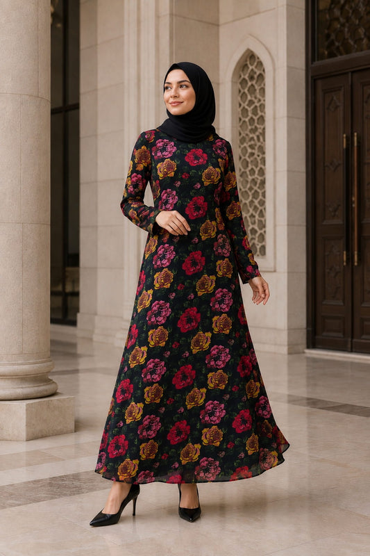 Printed Georgette Dual Layer Abaya AYG-082