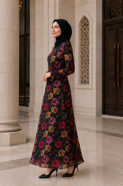Printed Georgette Dual Layer Abaya AYG-082