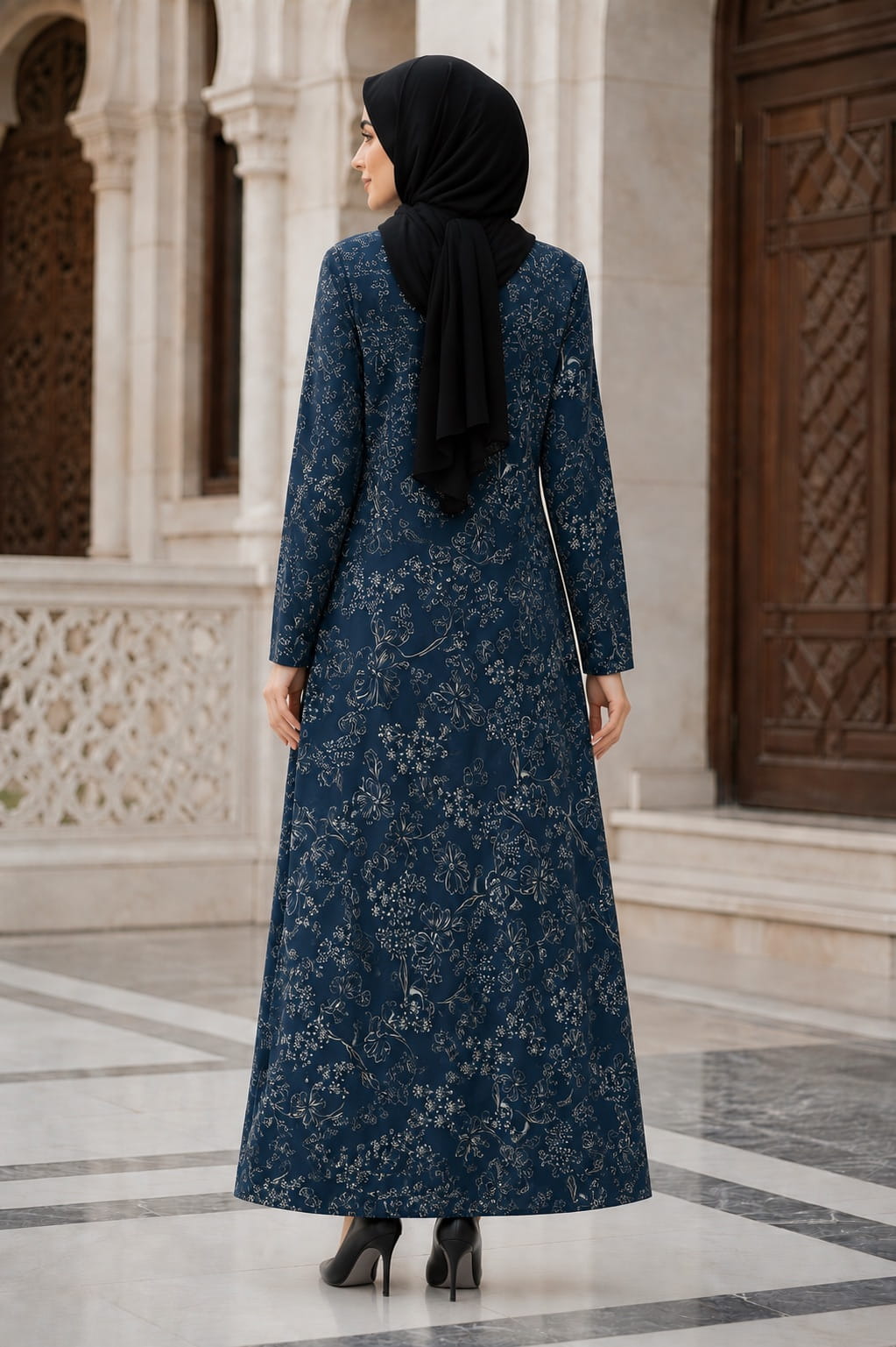 Printed Georgette Dual Layer Abaya AYG-083