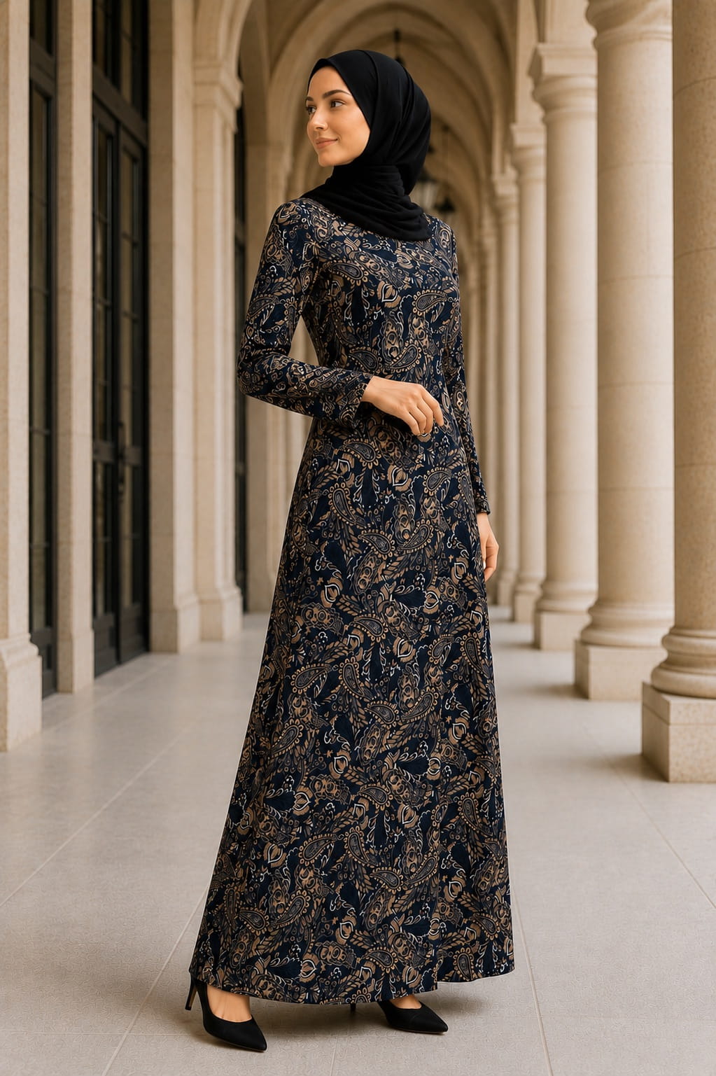 Printed Georgette Dual Layer Abaya AYG-084