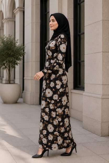 Printed Georgette Dual Layer Abaya AYG-085