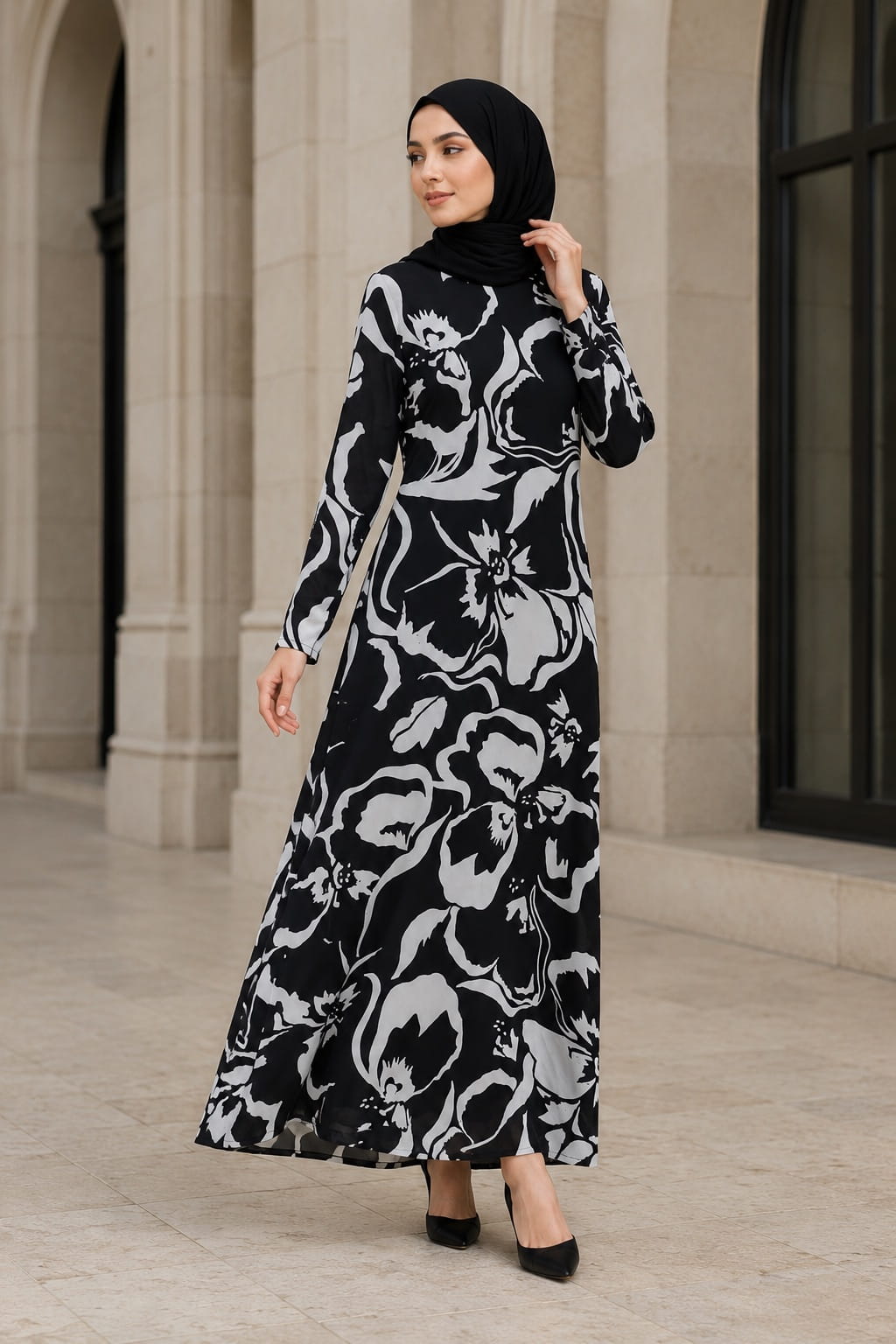Printed Georgette Dual Layer Abaya AYG-087