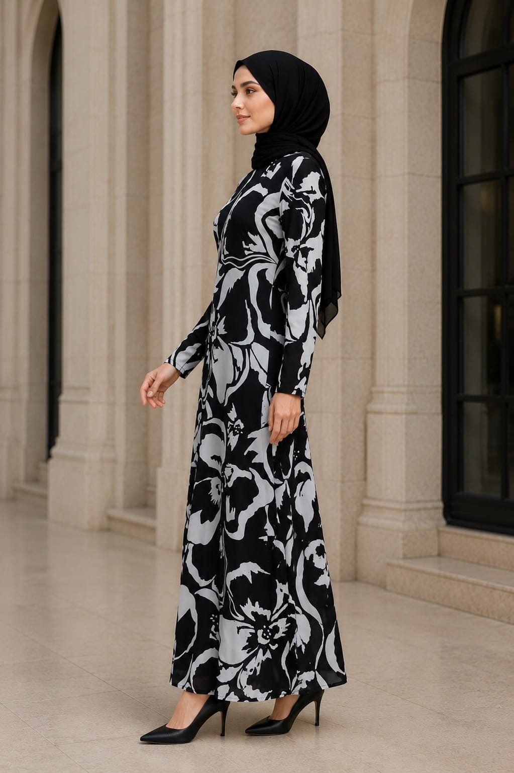 Printed Georgette Dual Layer Abaya AYG-087