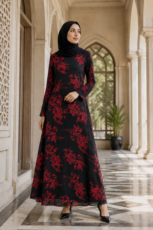 Printed Georgette Dual Layer Abaya AYG-088