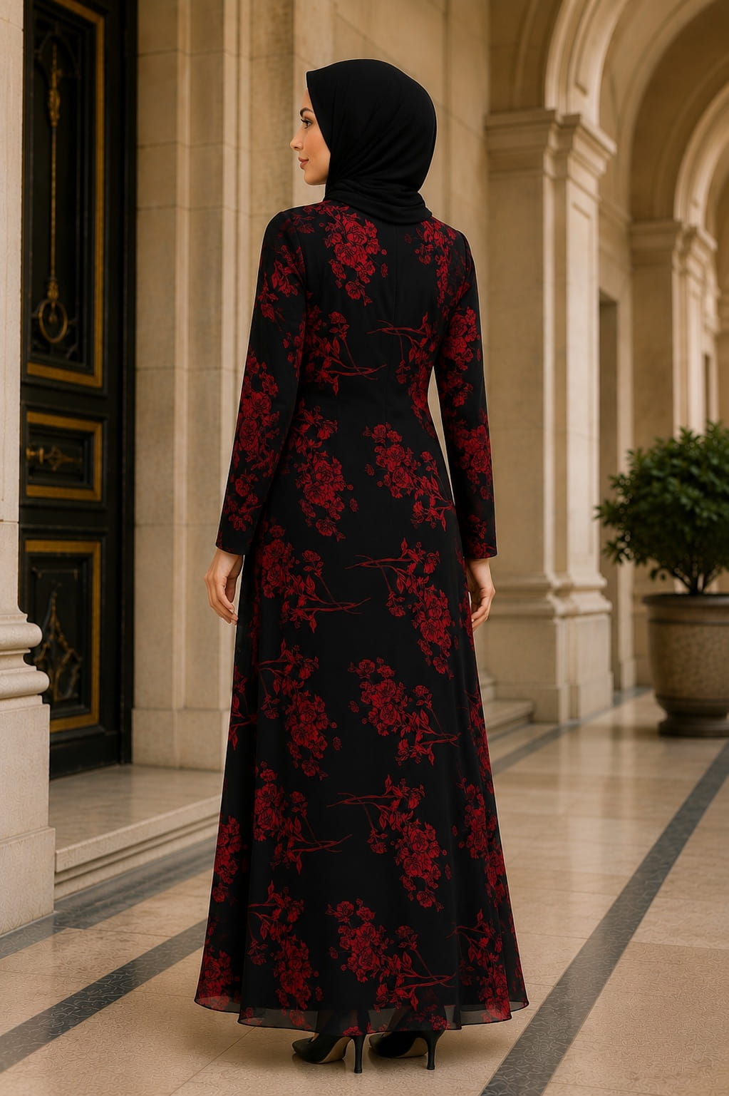 Printed Georgette Dual Layer Abaya AYG-088