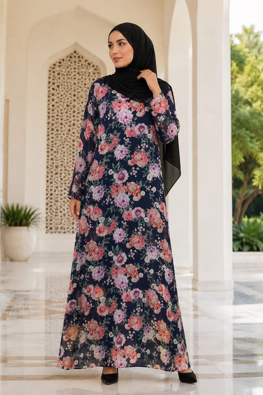 Printed Georgette Dual Layer Abaya AYG-090